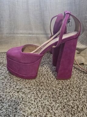 Schutz Womens Elysee  Purple Suede Platform Heels SZ9